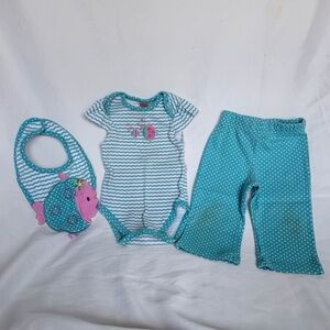 Fisher-Price Teal & White Polka Dot Baby Matching Set